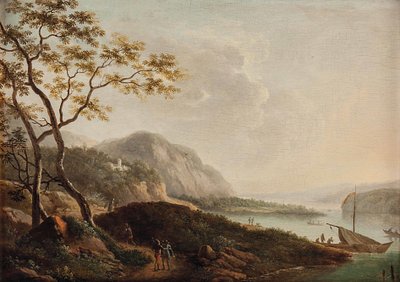 Southern Lake Landscape with Staffage by Circle of Jacob Philipp Hackert